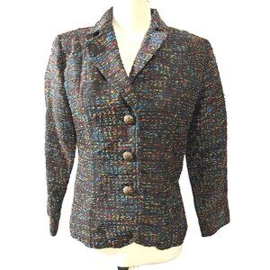 Vintage Colorful Blazer by Erin London Brown Sz Small Womens Warm Winter Coat